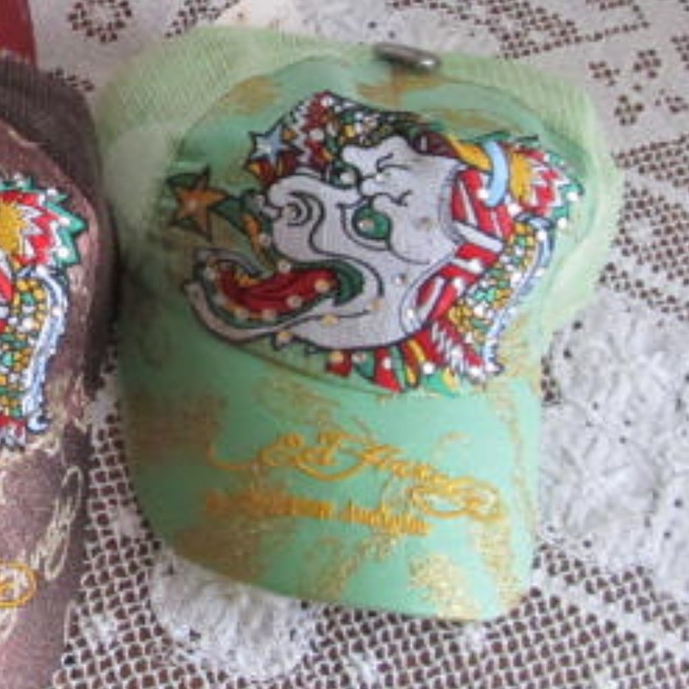 NWT Ed Hardy Trucker Hat Vintage Ed Hardy GREEN Traucker Hat Baseball Cap